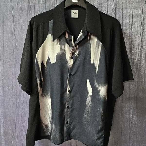 [BUNJANG] ADD. Black Printing Short Sleeve Shirt / ADD. 블랙 프린팅 반팔 셔츠