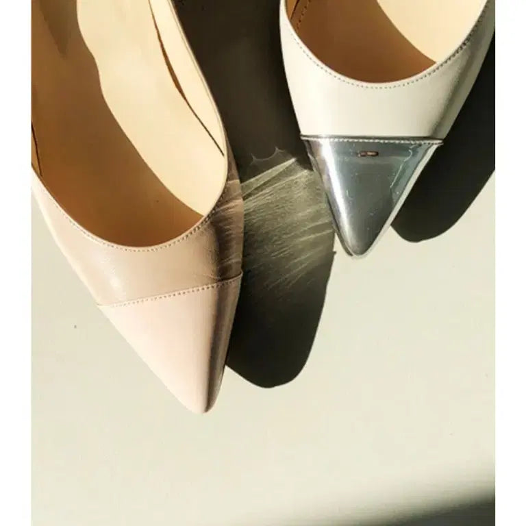 [BUNJANG] Blancso Half Moon White Silver Side Open Heels / 블랑쇼 하프문  220 화이트실버 사이드오픈
