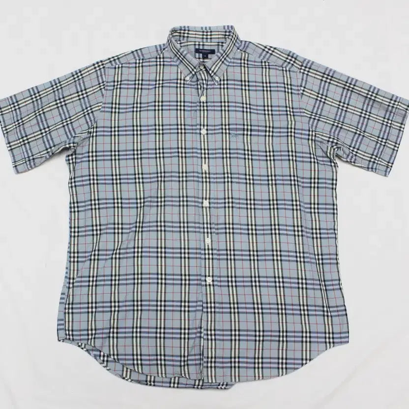 [BUNJANG] Burberry Men's Nova Check Cotton Short Sleeve Shirt XL (110) / 버버리 남성 XL 110 반팔 노바 체크 셔츠 깨끗/ R01