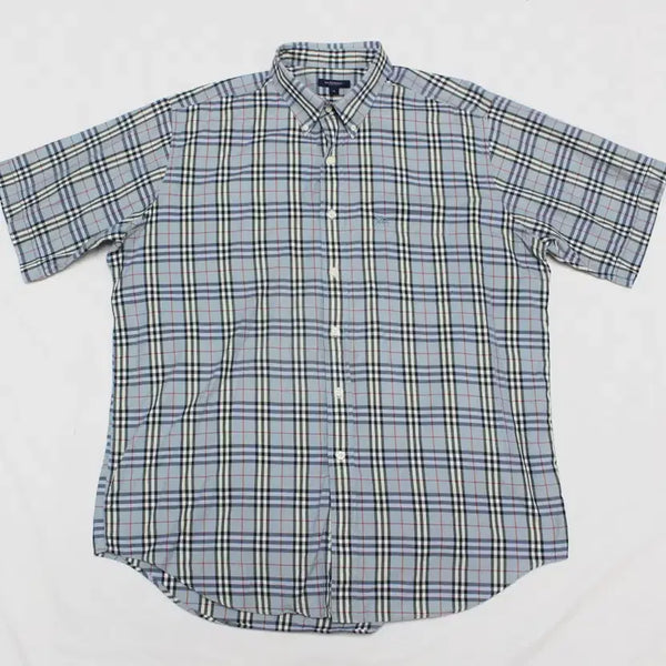 [BUNJANG] Burberry Men's Nova Check Cotton Short Sleeve Shirt XL (110) / 버버리 남성 XL 110 반팔 노바 체크 셔츠 깨끗/ R01