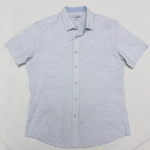 [BUNJANG] S.T. Dupont Short Sleeve Shirt Sky Blue Cotton Blend Size 110 (Fits 105) / 에스티듀퐁 105적당 얇은 원단 반팔 셔츠 좋음/R01