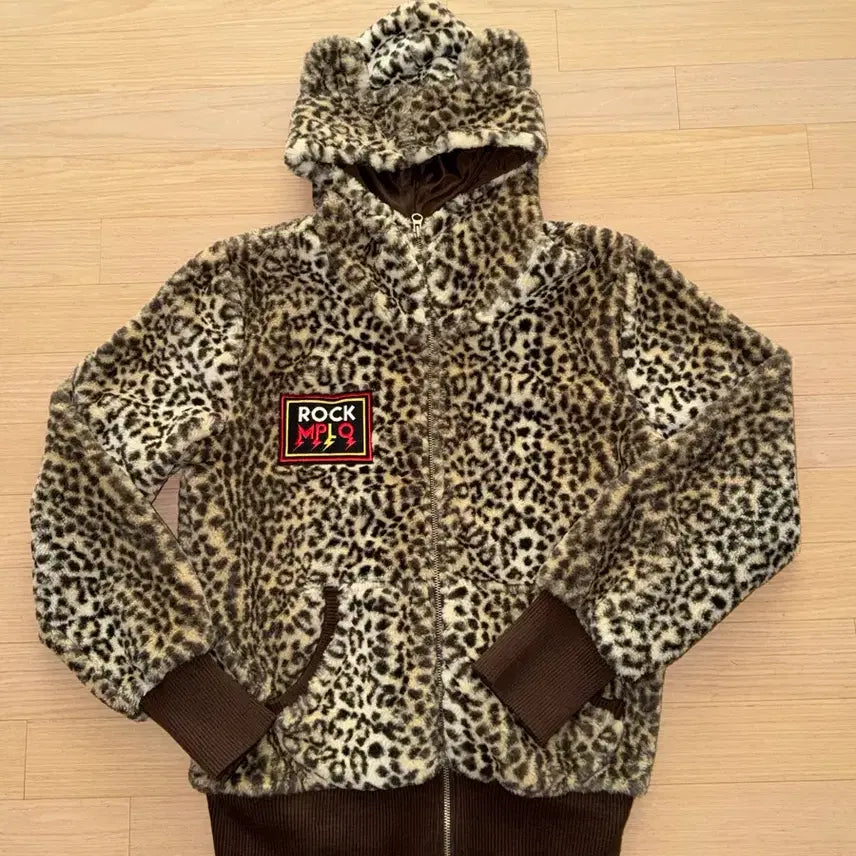 [BUNJANG] Japanese Vintage Leopard Print Hooded Zip-Up with Ears / 갸루룩 완성!! 일본빈티지 호피퍼 후드집업 아우터(귀가 달려있음!!)
