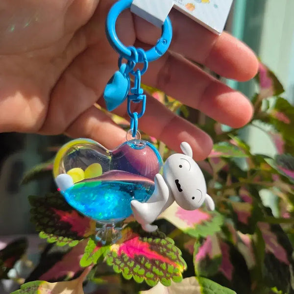 [BUNJANG] Shiro White Dog Heart Glitter Keyring / 시로 흰둥이 하트 글리터 키링