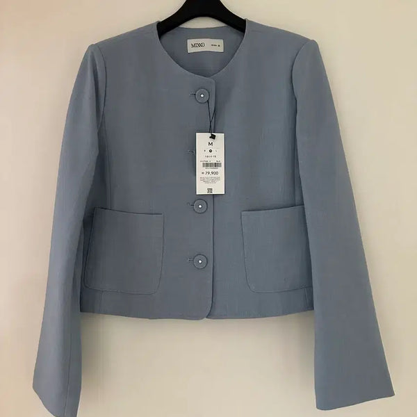 [BUNJANG] MIXXO Blue Round Neck Jacket M Size / (새상품) 미쏘 블루 라운드넥 자켓