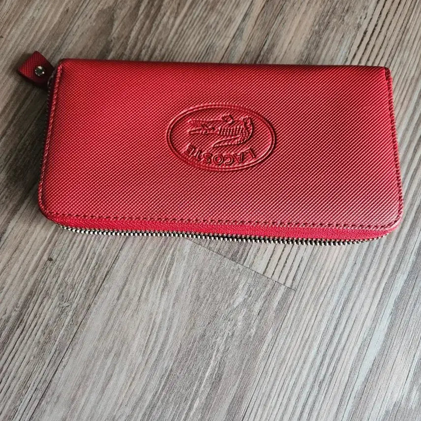 [BUNJANG] Lacoste Red Zipper Long Wallet / 라코스테 레드 지퍼 장지갑