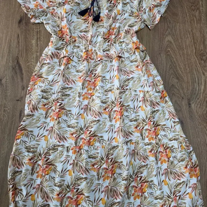 [BUNJANG] ab.plus Floral Print Long Sleeve Dress (Size 77) / (새상품)ab.plus 꽃무늬 반팔롱원피스 77
