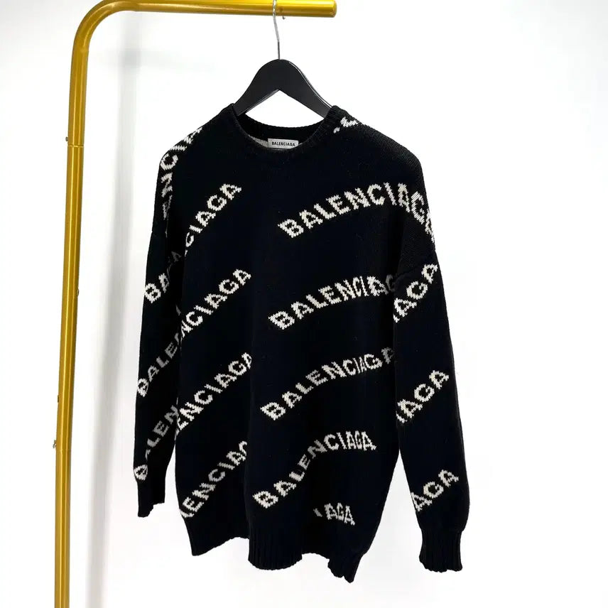 [BUNJANG] Balenciaga Multi-Logo Knit Sweater Black / [36사이즈] 발렌시아가 멀티로고 니트 스웨터 블랙 (529060)