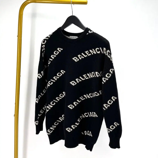 [BUNJANG] Balenciaga Multi-Logo Knit Sweater Black / [36사이즈] 발렌시아가 멀티로고 니트 스웨터 블랙 (529060)