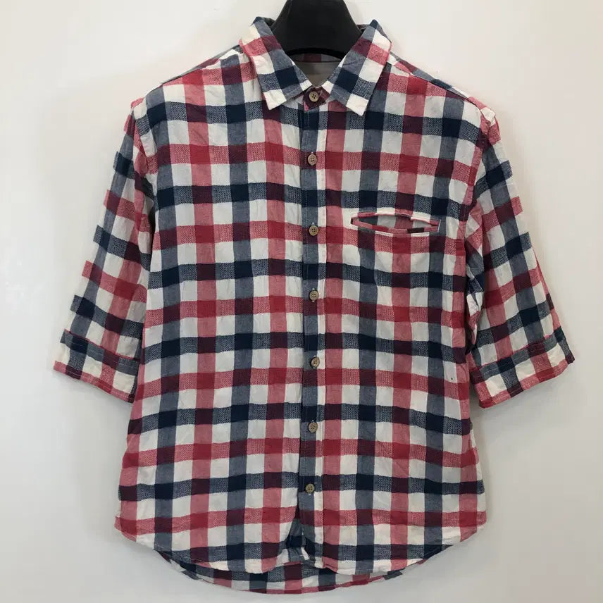 [BUNJANG] Abel Jean Japan 7-Part Sleeve Checkered Shirt / JPN 아베일 진 7부 체크셔츠 95-100