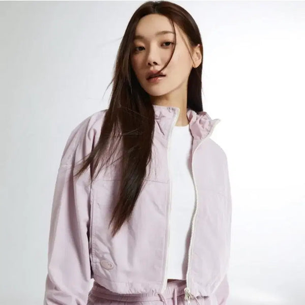 [BUNJANG] SPAO Women's Cropped Windbreaker Two-Way Zipper Pink M / M) 여성 스파오 SPAO 크롭 윈드브레이커 투웨이 지퍼 바람막이 핑크