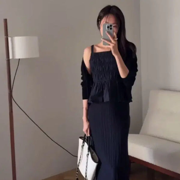 [BUNJANG] sie Clair Layered Skirt Navy S / sie 시에 클레르 레이어드 스커트 네이비s 새상품