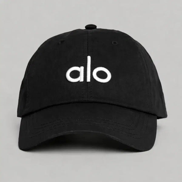 [BUNJANG] ALO Black/White Logo Embroidered Ball Cap / ALO 알로 볼캡 모자 블랙/화이트