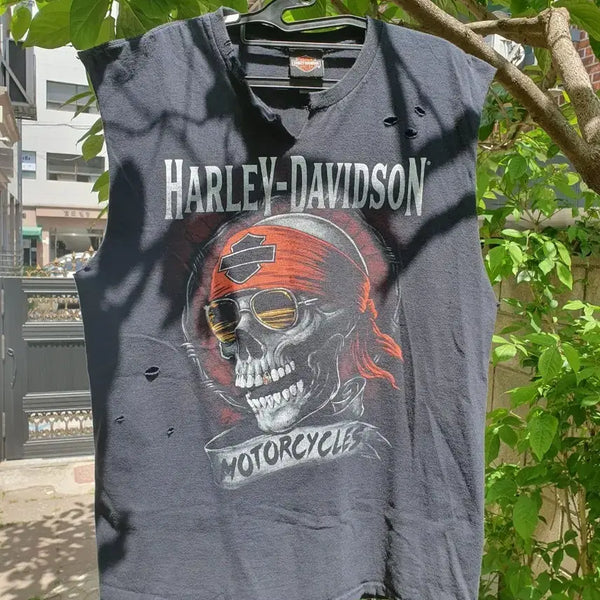 [BUNJANG] Harley-Davidson L Black Cutting Sleeveless Top / 할리 데이비슨 커팅 나시