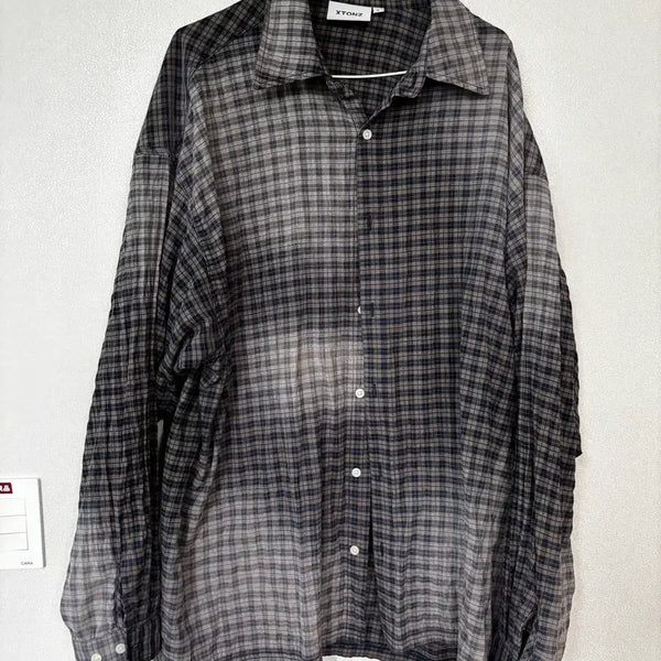 [BUNJANG] XTONZ Hav Washing Vintage Check Shirt (Navy) / 엑스톤즈 하브 워싱 빈티지 체크 셔츠 (NAVY) 판매합니다