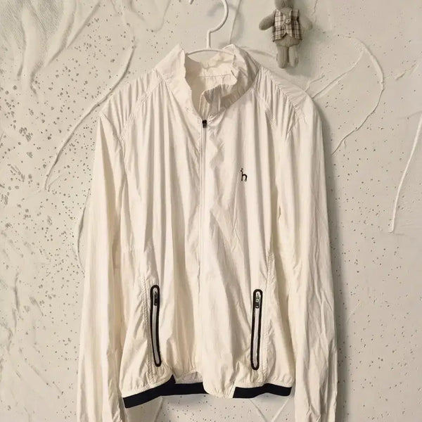 [BUNJANG] Hazzys Golf Women's Lightweight Windbreaker Jacket White Navy / [헤지스 골프] 여성 경량 바람막이 자켓 (90사이즈)