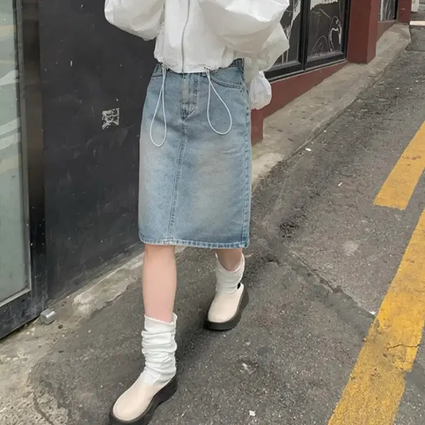 [BUNJANG] Anewone More Ode Blue Denim Midi Skirt / 애니원모어 오드 청 데님 미디 스커트