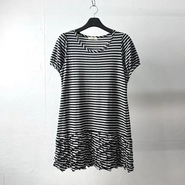 [BUNJANG] Sab Street Ruffled Tunic T-Shirt / Sab Street 보더 러플 튜닉 티셔츠