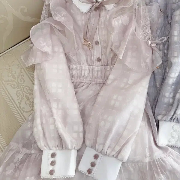 [BUNJANG] Rosita Floral Check Mini Dress Pink / 로지타 꽃무늬 체크 미니 원피스 핑크 양산형 지뢰계 스나계 걸리