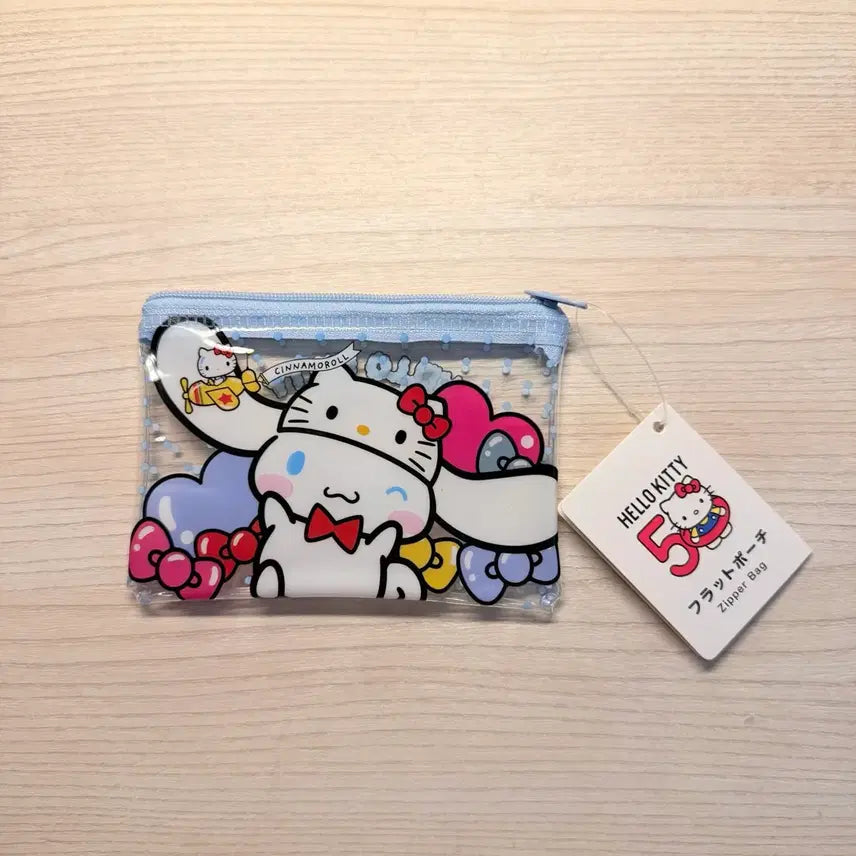 [BUNJANG] Sanrio Hello Kitty 50th Anniversary Cinnamoroll PVC Flat Pouch / 산리오 헬로키티 50주년 기념 시나모롤 pvc 플랫 파우치