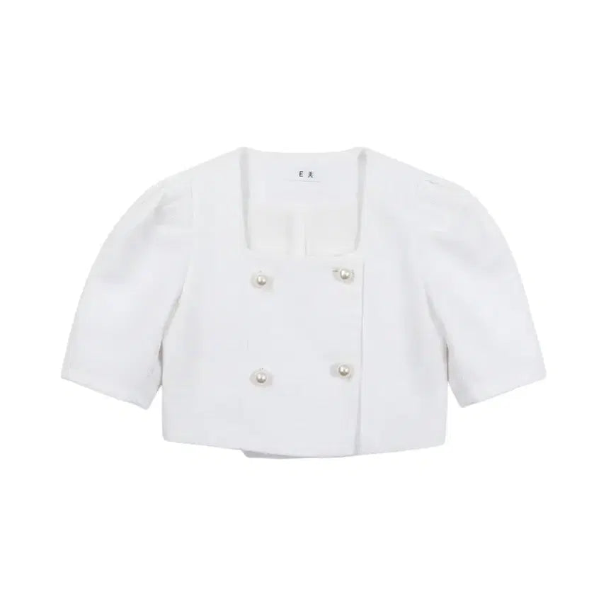 [BUNJANG] W.T. Double Cropped Suit Jacket / 여성F/ E미 반팔 더블 크롭 정장 자켓 WT 37-155