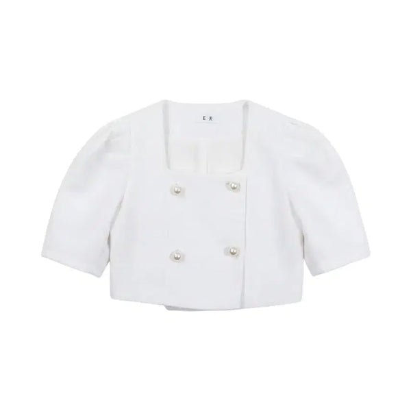 [BUNJANG] W.T. Double Cropped Suit Jacket / 여성F/ E미 반팔 더블 크롭 정장 자켓 WT 37-155