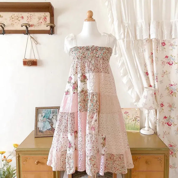 [BUNJANG] Vintage Pink Square Patch One-piece Skirt / (미시착) 대대장 빈티지 핑크 사각 패치 원피스 스커트 판매해요!