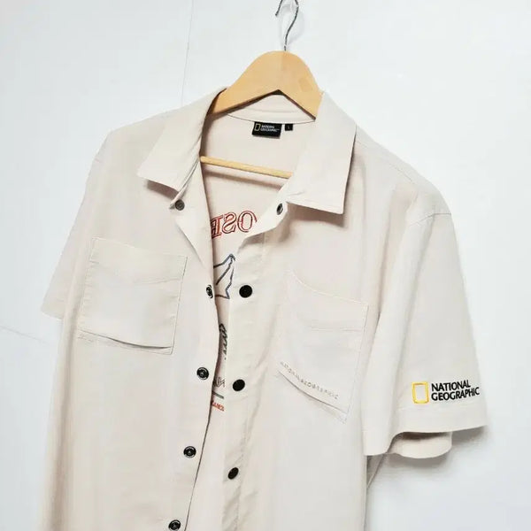 [BUNJANG] National Geographic Men's Short Sleeve Utility Shirt - Beige / 남성 상태양호 내셔널지오그래픽 무스 아트웍 유틸리티 기능성 반팔 남방