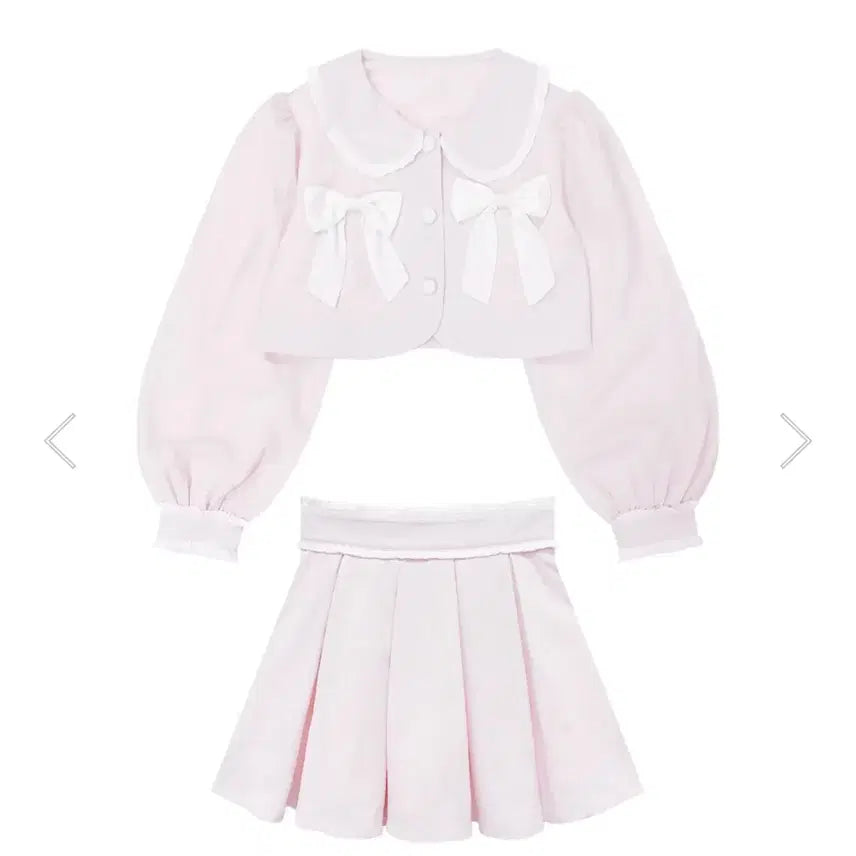 [BUNJANG] Honey Cinnamon Ribbon Frill Set Up Pink / 허니시나몬 리본 프릴 색상 셋업 핑크 양산형 지뢰계