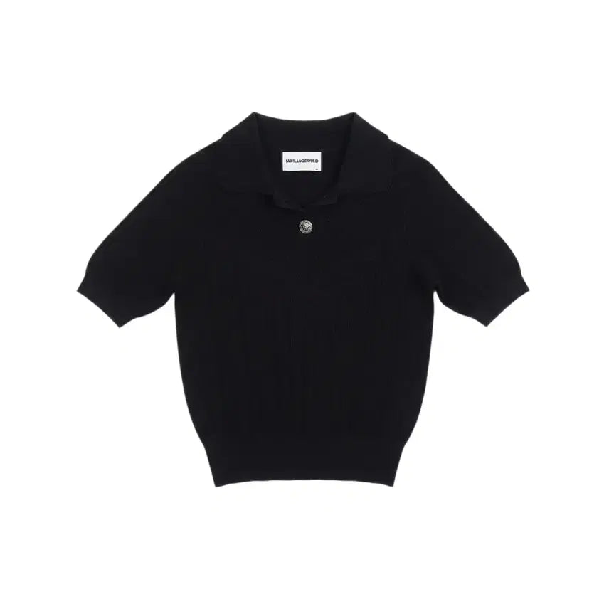 [BUNJANG] Karl Lagerfeld Black Collar Neck Blouse / 여성66 / 칼라거펠드 카라넥 블랙 블라우스BK 0-121