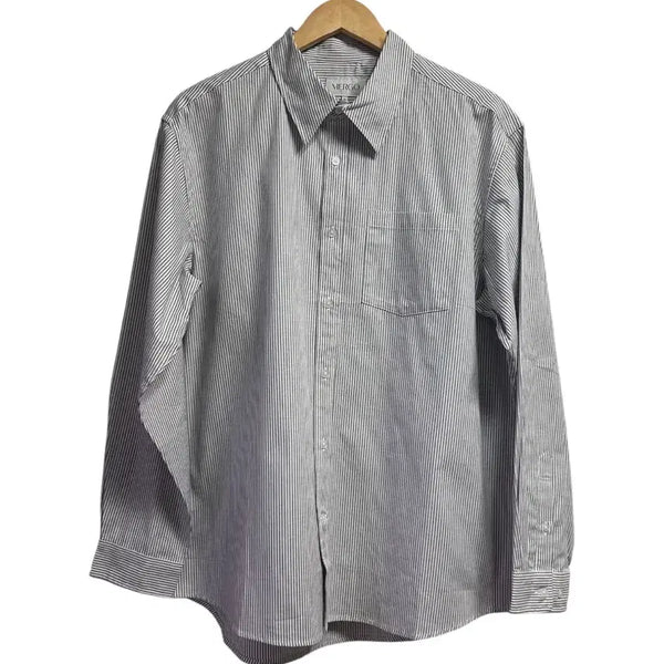 [BUNJANG] MERGO Classic Stripe Long Sleeve Shirt Gray XL / (새상품) 메르고(MERGO) 클래식 스트라이프 긴팔 셔츠 그레이 XL