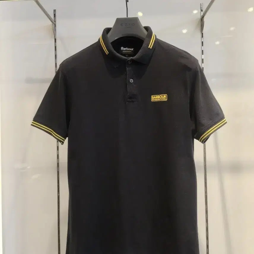 [BUNJANG] Barbour International Black Short Sleeve Polo Shirt / 바버 인터내셔널 블랙 반팔 폴로티L