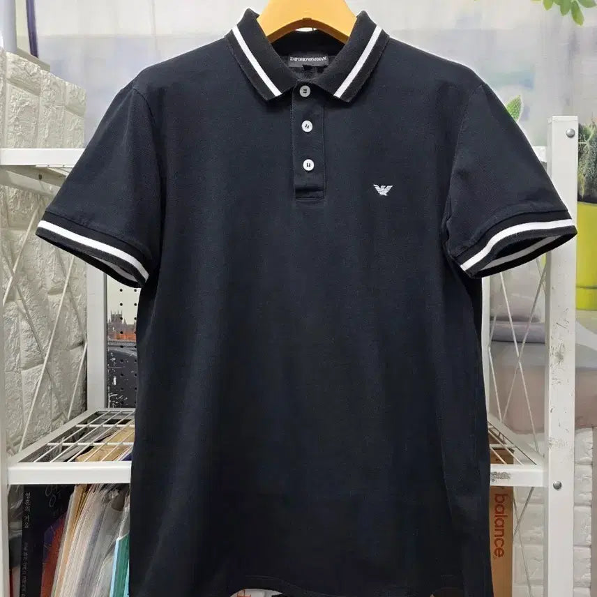 [BUNJANG] Emporio Armani Men's Pique Polo T-Shirt Black Cotton Size S / 엠포리오아르마니 남성반팔티 90 S 피케 폴로반팔티 MN55