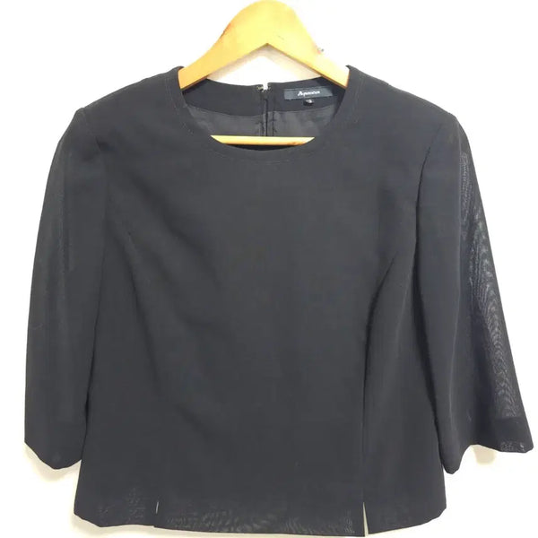 [BUNJANG] Aquascutum x Kindwear Black Collarless Crop Blouse Jacket / [정품/13호] 아쿠아스큐텀 카인드웨어 블랙 논카라 크롭 블라우스 자켓