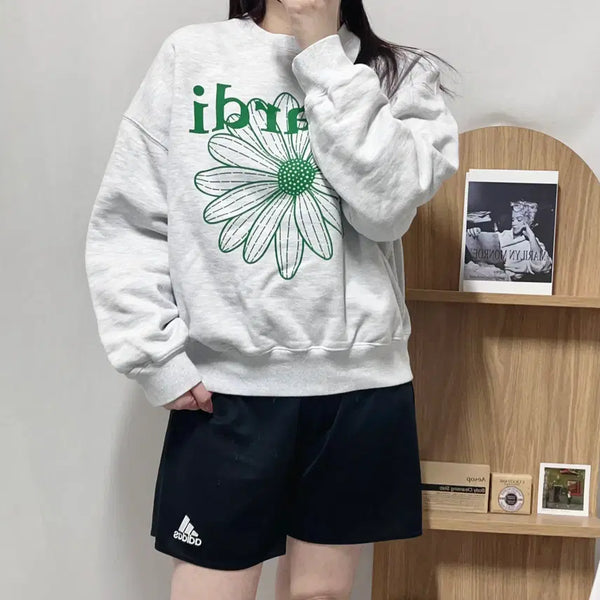 [BUNJANG] Mardi Mercredi Grey Green Printing Sweatshirt / 마르디메크르디 그레이 그린프린팅 맨투맨 [ F ]