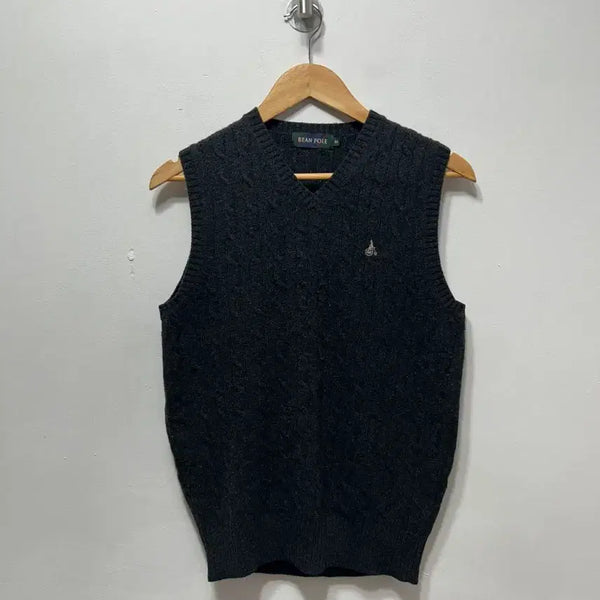 [BUNJANG] Beanpole Black Cable Knit Vest S / 빈폴 블랙 케이블 니트 조끼 S