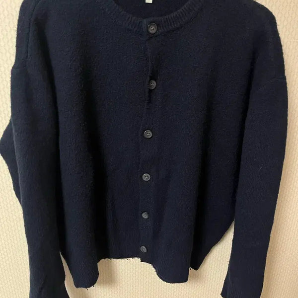 [BUNJANG] Milua Archive Wool Crop Cardigan Navy / @ 밀로아카이브 울 크롭 가디건 네이비 @