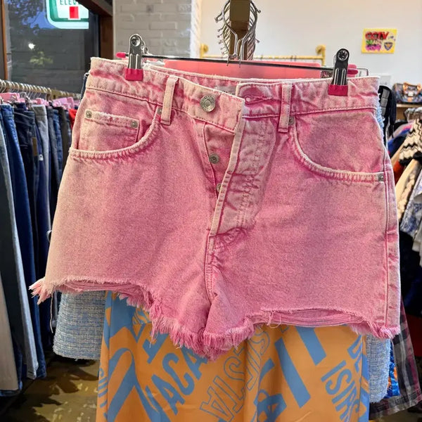 [BUNJANG] Zara Pink Denim Cut-off Hot Pants / 자라 핑크 데님 반바지 컷오프 핫팬츠
