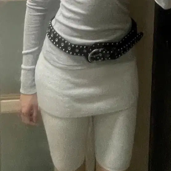 [BUNJANG] Vermula Knit Layered Bike Pants Silver / 버뮬라 니트레이어드 바이크팬츠