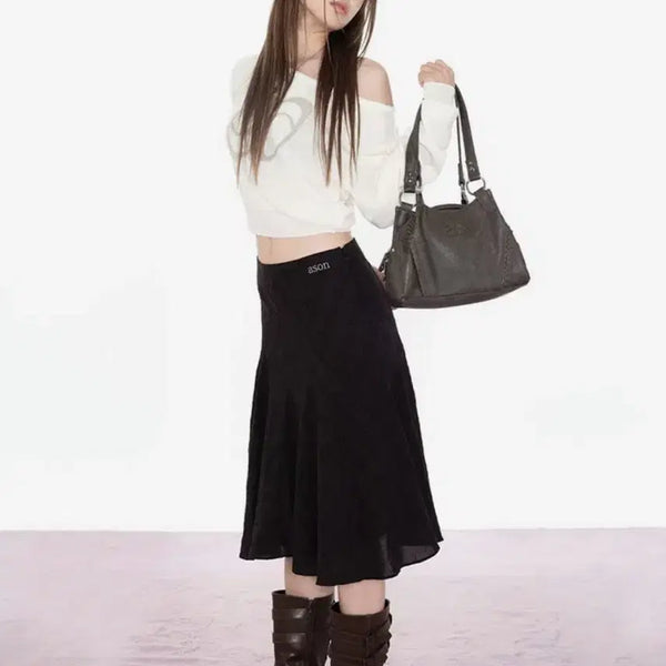 [BUNJANG] AZON London Check Midi Skirt Black / (택ㅇ) 애즈온 런던 체크 미디 스커트 블랙
