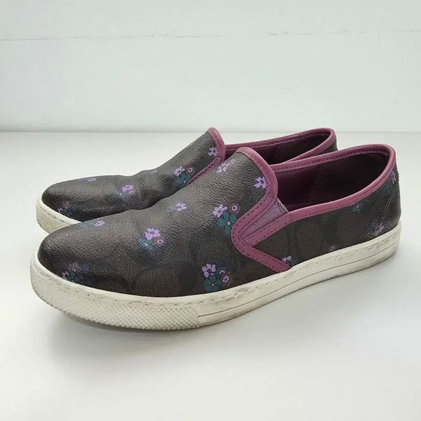 [BUNJANG] Coach Signature Floral Print Slip-On Sneakers / [245]코치 시그니처 플로랄 프린트 슬립온 스니커즈