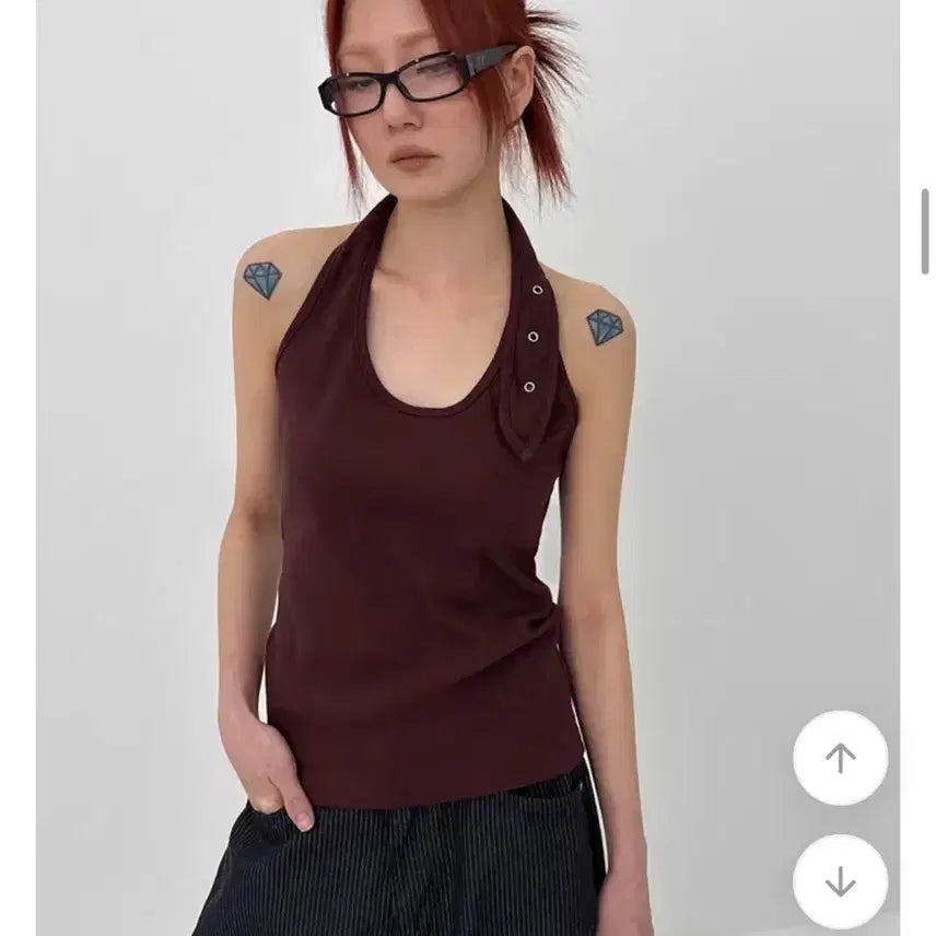 [BUNJANG] Black Up Sleeveless Top (Wine) / 블랙업 나시 (와인색상)