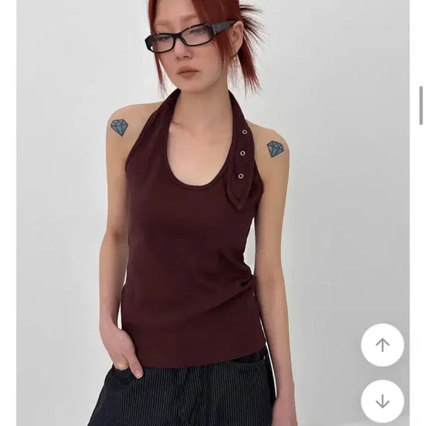[BUNJANG] Black Up Sleeveless Top (Wine) / 블랙업 나시 (와인색상)