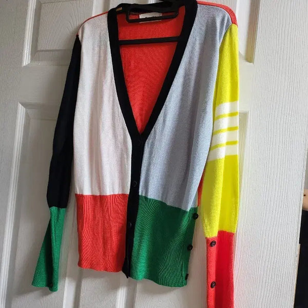 [BUNJANG] Color Block Knit Cardigan / 컬러블록 니트 가디건