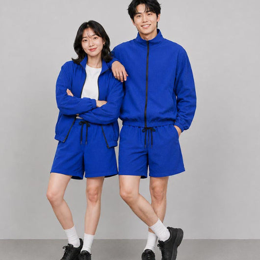 [BUNJANG] Unisex Windbreaker Jacket and Shorts Set / 새상품(할인) 남자/여자 바람막이점퍼 반바지 세트 3컬러