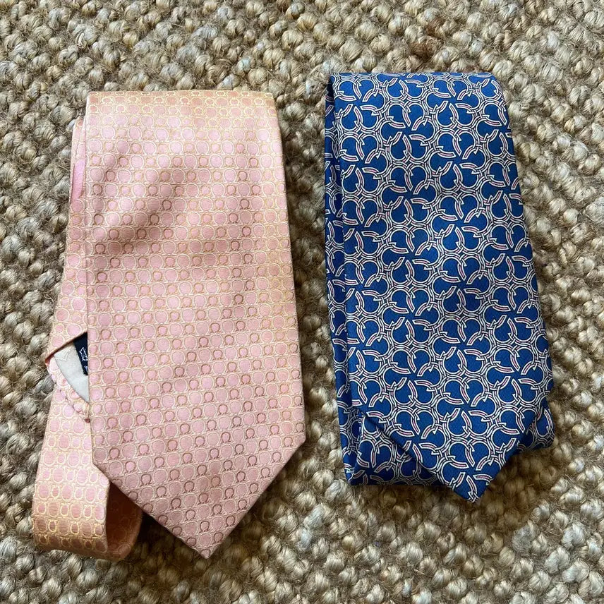 [BUNJANG] Ferragamo & Hermès Silk Necktie Set / 페라가모&에르메스 실크넥타이 2개, 1set