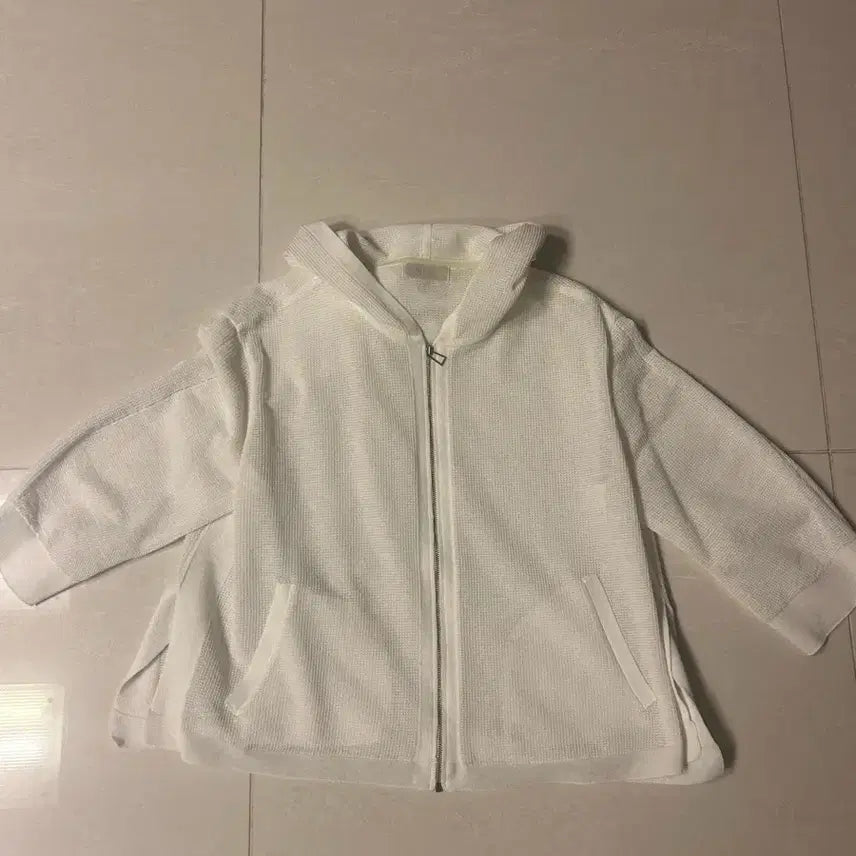 [BUNJANG] SJSJ White Waffle Long Sleeve Zip-Up / SJSJ 화이트 와플 긴팔 집업