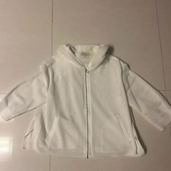 [BUNJANG] SJSJ White Waffle Long Sleeve Zip-Up / SJSJ 화이트 와플 긴팔 집업