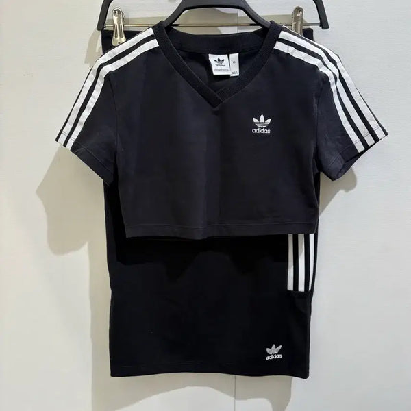 [BUNJANG] Adidas Originals Black Crop T-Shirt and Skirt Set / 아디다스 오리지널 블랙 크롭 반팔 스커트 셋업 XS / 정품 / 새상품급