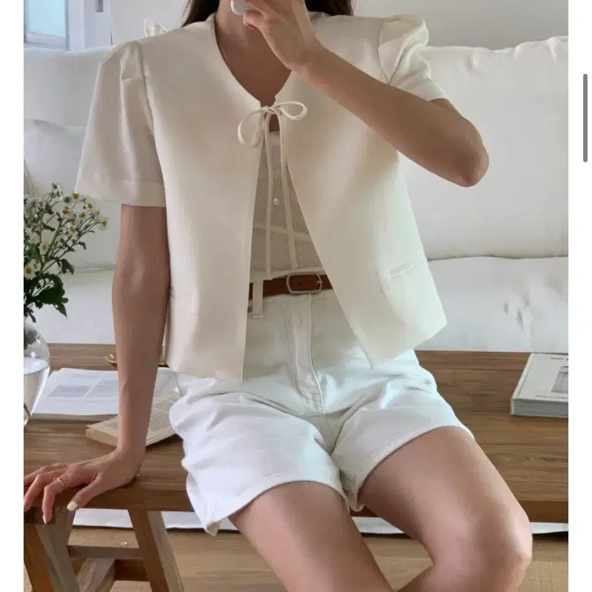 [BUNJANG] Ribbon Jacket Ivory / 리본 자켓 아이보리