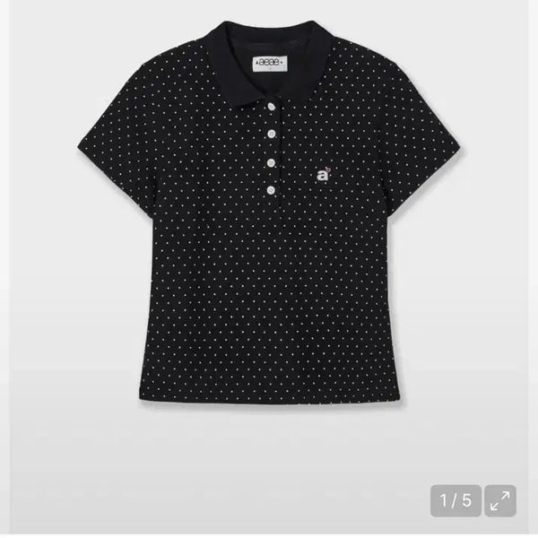 [BUNJANG] AEAE Dot PK T-Shirt Black / 에이이에이이 도트 PK T-SHIRTS BLACk